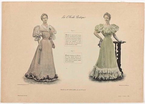 Le Mode Pratique, 1893, No. 50, 2nd year: Figure 1. Robe de crépon (...), Deniau, 1893 Canvas Print