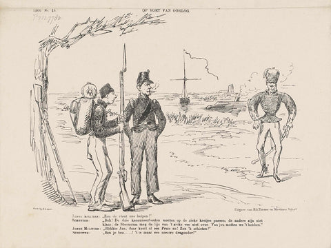 Cartoon on the poor condition of the national defense, 1866, Johan Michaël Schmidt Crans, 1866 Canvas Print