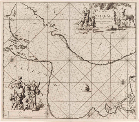 Pass map of a part of the White Sea in Russia, Jan Luyken, 1681 - 1799 Canvas Print