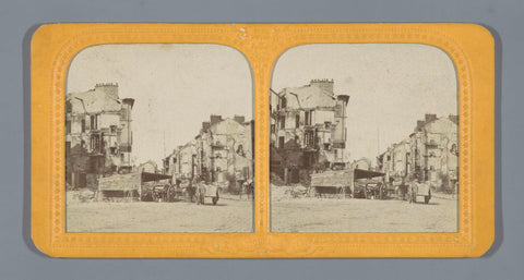 Square with destroyed houses in Saint-Cloud near Paris during the Paris Commune in 1871, Charles Dauvois, 1871 Canvas Print