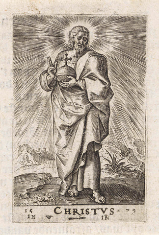 Zegenende Christus, Johannes Wierix (attributed to), 1609 Canvas Print