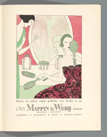 Gazette du Bon Ton, 1920 - No. 8, p. LXVII: advertentie Mappin & Webb, bijouterie - orfévrerie, Lucien Vogel, 1920 Canvas Print