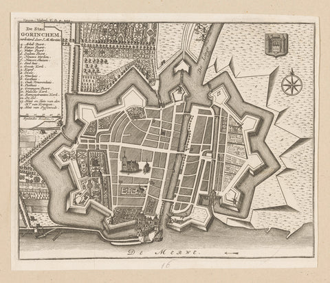 Map of Gorinchem, anonymous, 1744 - after 1780 Canvas Print