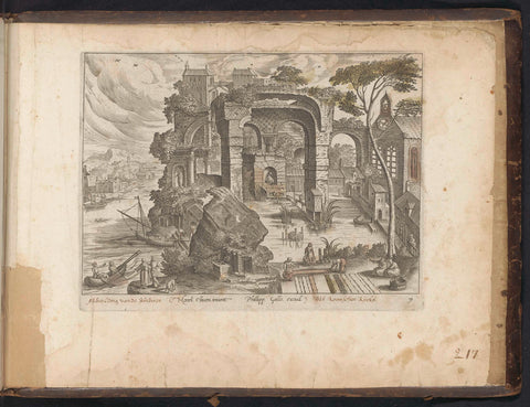 Landscape with ruin in a pond, Adriaen Collaert, 1646 Canvas Print