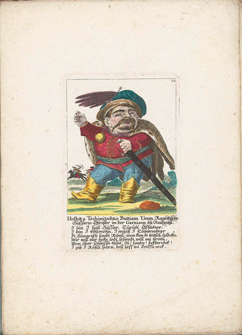 The dwarf Holloka Tschimitschko Buttiam Uran as a hussar, ca. 1710, Martin Engelbrecht (attributed to), 1705 - 1715 Canvas Print