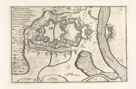 Map of Philippsburg, ca. 1702, anonymous, 1702 - 1703 Canvas Print