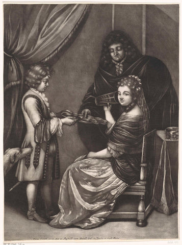 Jongen die een schaal aan offers, Pieter Schenk (I), 1670 - 1713 Canvas Print