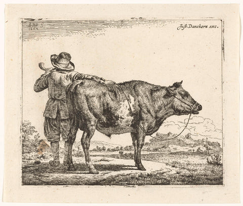 Young shepherd with a bull, Adriaen van de Velde, 1659 Canvas Print