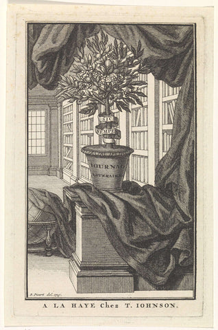 Library in which a tree on pedestal, Bernard Picart (workshop or), 1715 Canvas Print