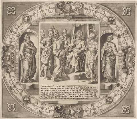 Christ for Herod, Johannes Wierix, after 1572 Canvas Print