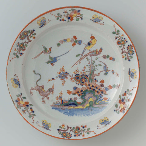 Dish, multicolored decorated in Kakiemon style, anonymous, c. 1700 - c. 1730 Canvas Print