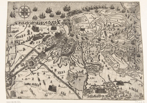 Map of the siege of Sluis by the State Army under Maurice, 1604, anonymous, 1604 Canvas Print