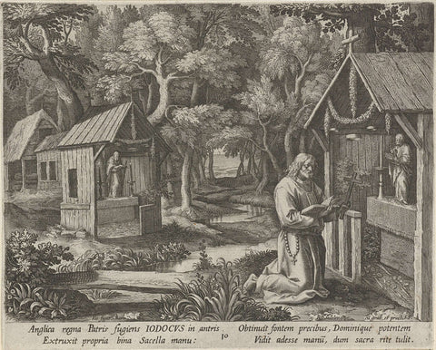 Saint Jodocus of Ponthieu as a Hermit, Raphaël Sadeler (I), 1598 Canvas Print