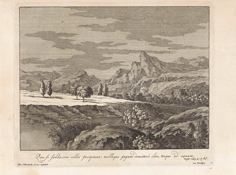 Landscape with River and Mountains, Pieter Schenk (I), 1675 - 1711 Canvas Print