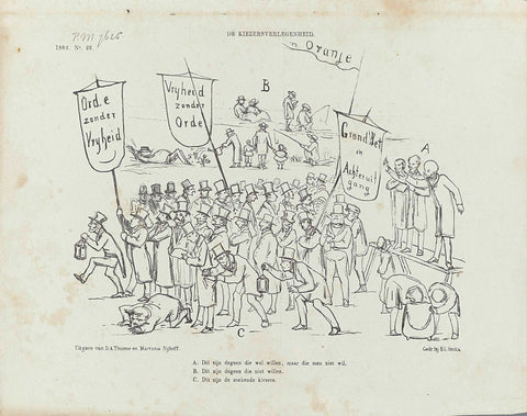 Cartoon on voters and candidates, 1862, Johan Michaël Schmidt Crans, 1862 Canvas Print