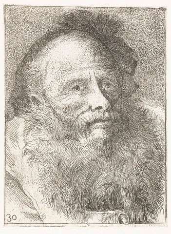 Man with beard and headgear with feather, Giovanni Domenico Tiepolo, 1774 Canvas Print