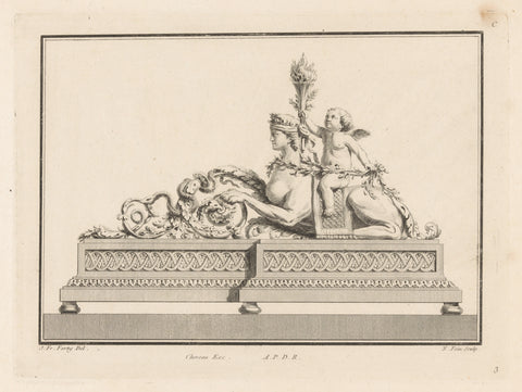 Firebox with sphinx, Augustin Foin, 1775 - 1790 Canvas Print