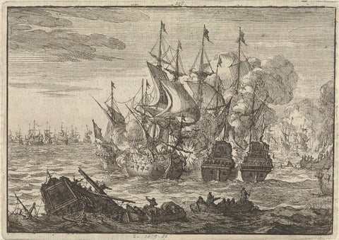 Battle of Beachy Head, 1690, Jan Luyken, 1698 Canvas Print