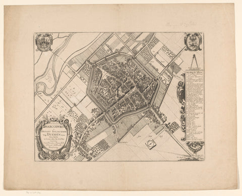 Map of Düren, anonymous, 1690 - 1728 Canvas Print