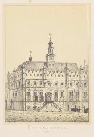 Town hall in Dordrecht in 1783, Carel Frederik Bendorp (II), 1872 Canvas Print