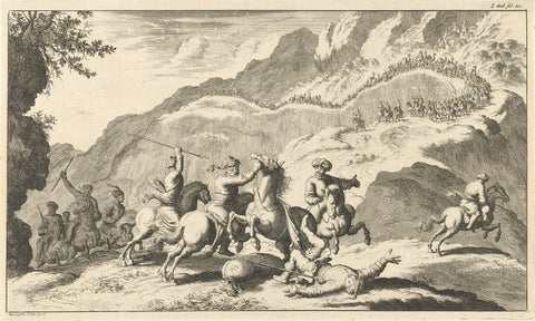 Armenians attacked by robbers, Jan Luyken, 1682 Canvas Print