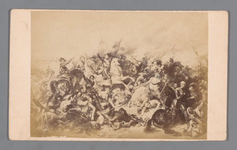 Photo reproduction of an engraving of the battle of Nieuwpoort on 2 July 1600, anonymous, 1850 - 1900 Canvas Print