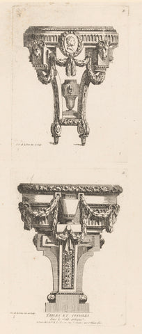 Tables with medallion, vases and garlands, Jean Charles Delafosse, 1771 Canvas Print