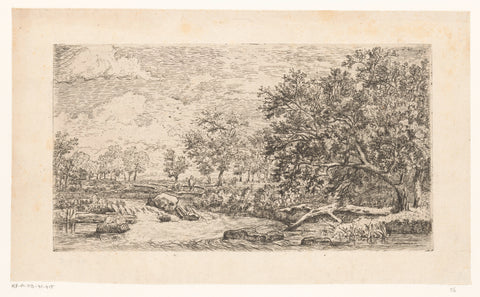 River landscape at Pont-de-Chéruy, Hector Allemand, 1857 Canvas Print