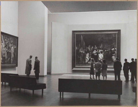 Night watch room with standing visitors, seen from behind, 1960 Canvas Print