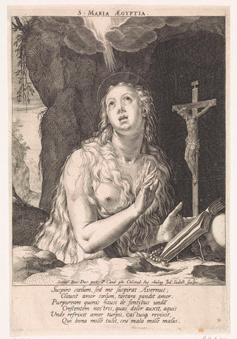 Saint Maria of Egypt, Johann Sadeler (I), 1588 - 1595 Canvas Print