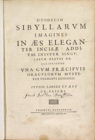 Duodecim Sibyllarum Imagines in Aes Eleganter Incisae: Additae Insuper Singularum Breves Descriptiones. Una Praecipuis Oraculorum Mysteriis Verssibus Expressis, Crispijn van de Passe (I), 1615 Canvas Print