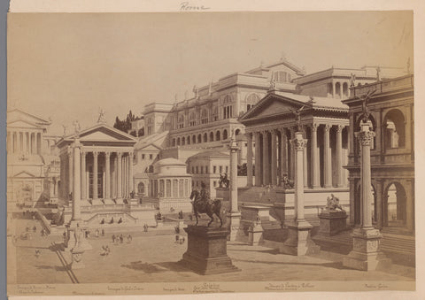 Reproduction of a drawing by E. Burketti from 1893 reconstructing part of the Roman Forum, Piazza del Foro Romano, Italy, anonymous, in or after 1893 - c. 1910 Canvas Print