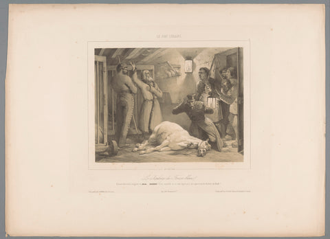 Dagobert reacts with dismay at the sight of his dead horse Jovial, Jules David (1808-1892), 1844 Canvas Print