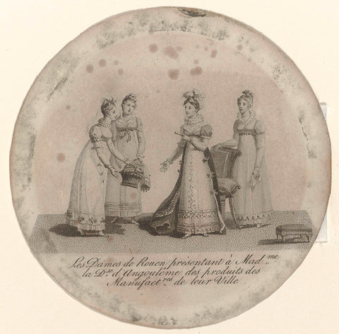 Les Dames de Rouen, 1800 presenting to Madme the Dse d'Angouleme des produits des Manufact(u)res de leur Ville, anonymous, c. 1810 Canvas Print