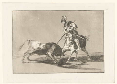 Rodrigo Díaz de Vivar verwondt een stier, Francisco de Goya, 1811 - 1816 Canvas Print