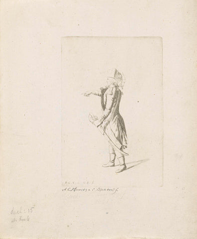 Pointing French officer, August Christian Hauck, 1795 Canvas Print