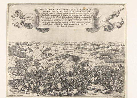 Battle of the River Gete, 1568, Frans van den Wijngaerde, 1643 - 1645 Canvas Print