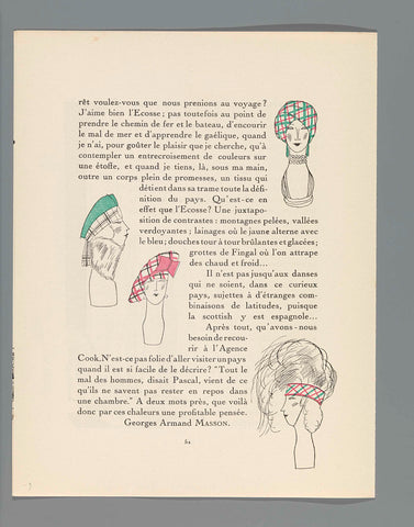 Gazette du Bon Ton, 1923, No. 2, p. 52: La Vogue de l'Écossais, Lucien Vogel, 1923 Canvas Print