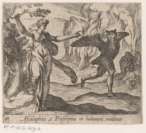 Proserpina turns Ascalaphus into an owl, Antonio Tempesta, 1606 - 1638 Canvas Print