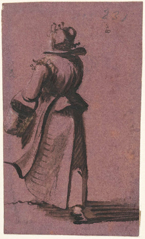 Woman walking to the left, from behind, Harmen ter Borch, 1651 Canvas Print