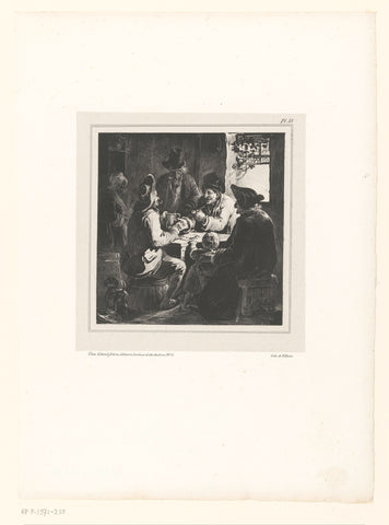 Card-playing old men in a pub, Nicolas Toussaint Charlet, 1828 Canvas Print