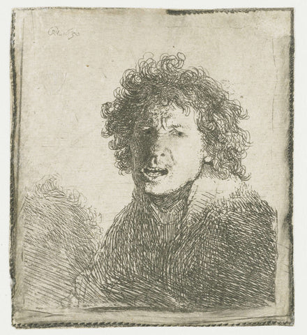 Self-portrait Open-mouthed, as if Shouting, Rembrandt van Rijn, 1630 Canvas Print