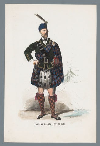 Scottish costume. (19th Century.), Elias Spanier, 1840 - 1850 Canvas Print