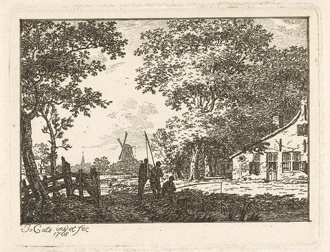 Landschap met hengelaar, Jacob Cats (1741-1799), 1768 Canvas Print