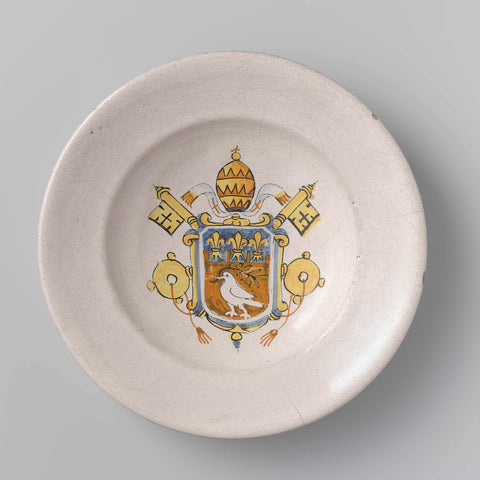 Dish with arms of Pope Innocent X, anonymous, c. 1650 Canvas Print