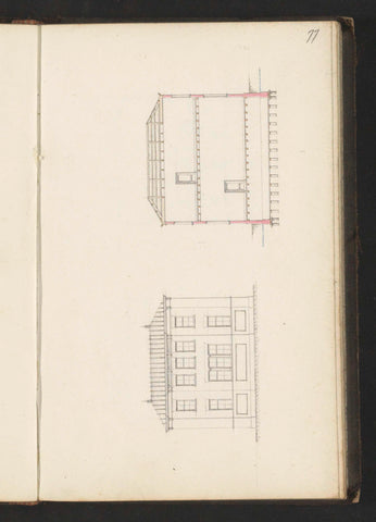 Façade and cross-section of a building, Willem Springer jr., c. 1864 Canvas Print