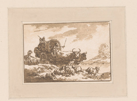 Landscape with an ox drawn wagon, Jean Baptist Leprince, 1769 Canvas Print