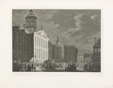 Illumination of the Town Hall for William V and Wilhelmina of Prussia, 1768, Simon Fokke, 1769 Canvas Print