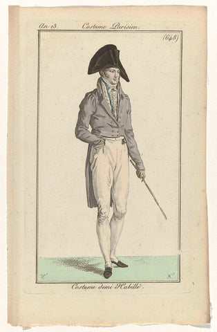 Journal des Dames et des Modes, Costume Parisien, 24 June 1805, Year 13, (648): Costume demi Habillé, Pierre Charles Baquoy, 1805 Canvas Print