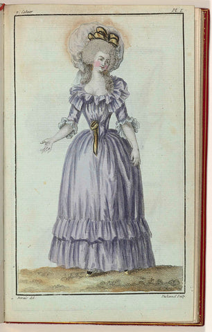 Cabinet des Modes ou les Modes Nouvelles, 15 February 1786, 7th notebook, pl. I, A.B. Duhamel, 1786 Canvas Print